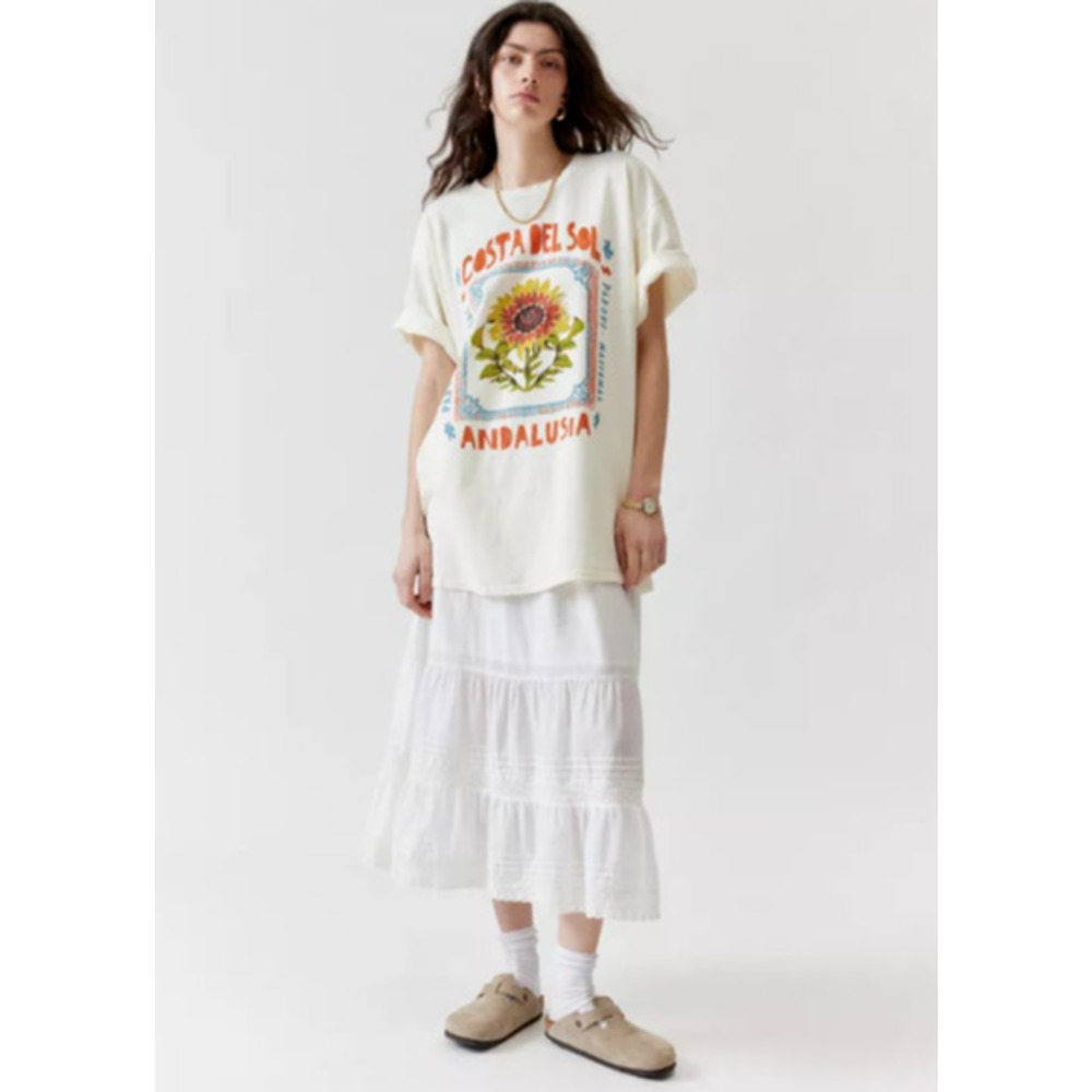 NEW! Urban Outfitters 'Costa Del Sol' T-Shirt Dress in WHITE (L/XL) - Picture 4 of 4